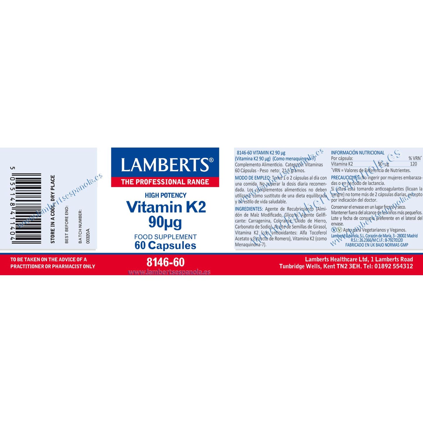Vitamin K2 90 mcg 60 Kapseln Lamberts