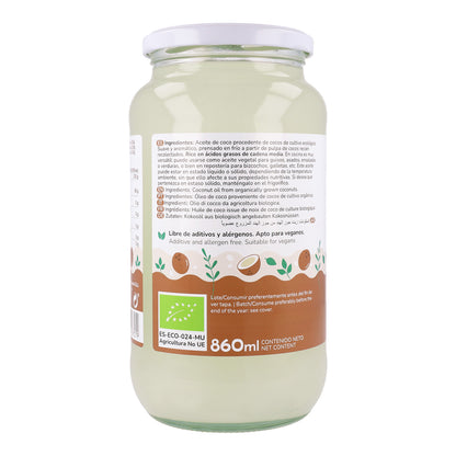 2-pack ekologisk kokosolja Planeta Huerto 860 ml