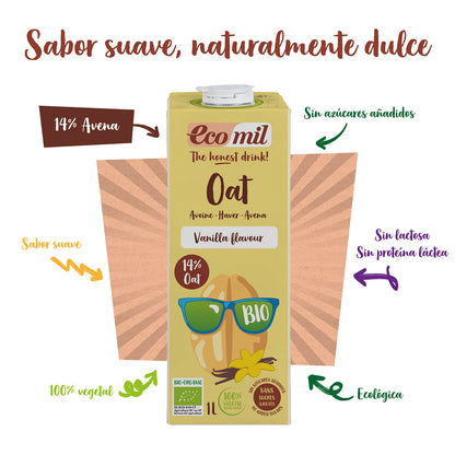 Bebida de Avena Vanilla Sin azúcar Bio Ecomil 1 L