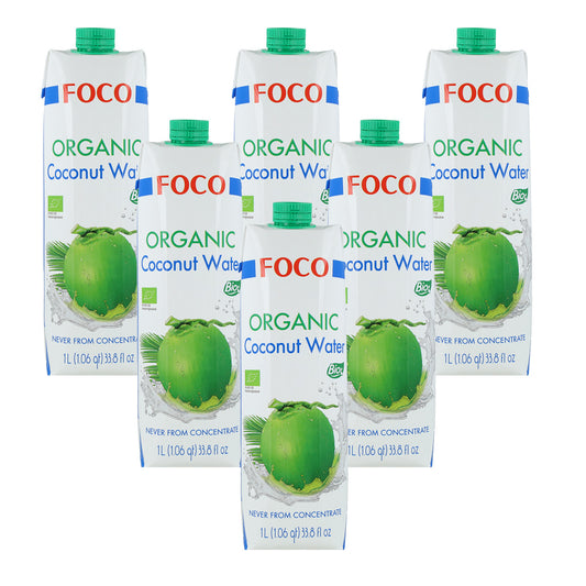 6er-Pack 100 % natürliche Kokosnusswasser Foco 1 l