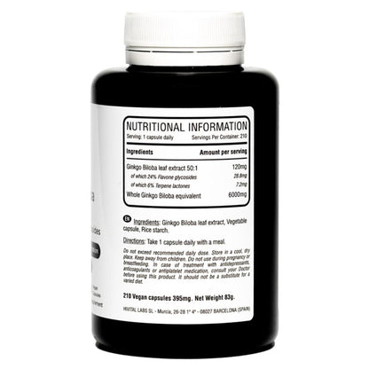 Ginkgo Biloba 6000 mg Hivital 210 veganistische capsules