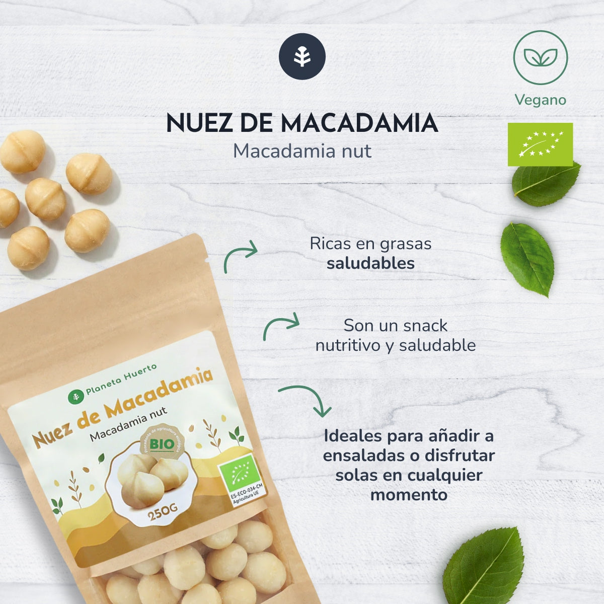 Macadamia-Nüsse ECO Planeta Huerto 250 g