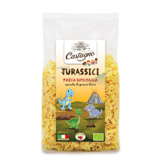 Ekologisk vete- och dinosaurie-blandad pasta för barn Castagno 500 ml