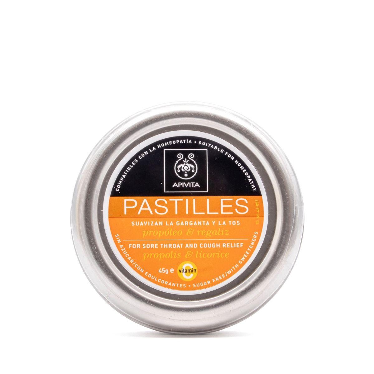 Tabletter mot halsont och hosta Lakrits och propolis Apivita 45 g