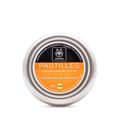 Tabletter mot halsont och hosta Lakrits och propolis Apivita 45 g