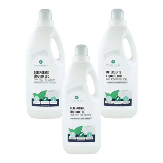 Pack 3xDetergente Líquido Ropa ECO Sín Perfume  Planeta Huerto 1,5 Litros
