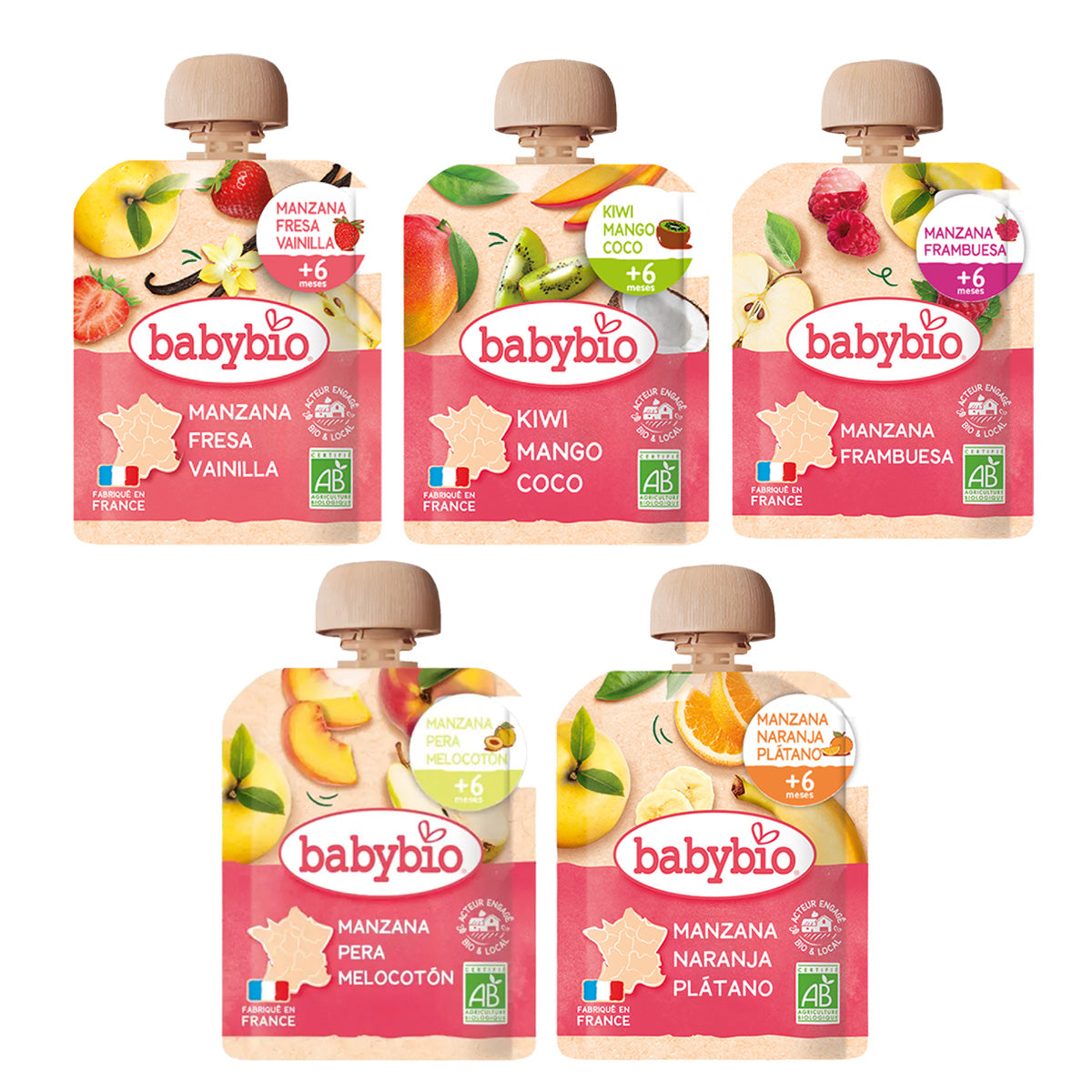 Mixpakket biologische fruitpouchjes (vanaf 6 maanden) babybio