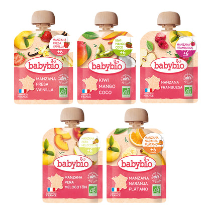 Mixpakket biologische fruitpouchjes (vanaf 6 maanden) babybio
