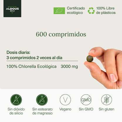 Clorella biologica premium, Aldous Bio, 600 compresse