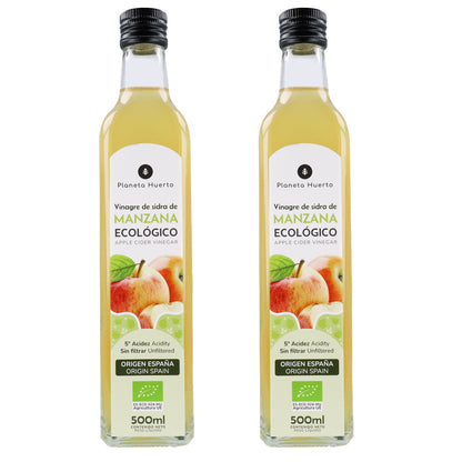 Packung mit 2x ungefiltertem Apfelessig ECO Planeta Huerto 500ml