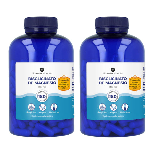 Pack 2xBisglycinate de Magnésium 500 mg Planeta Huerto 180 gélules