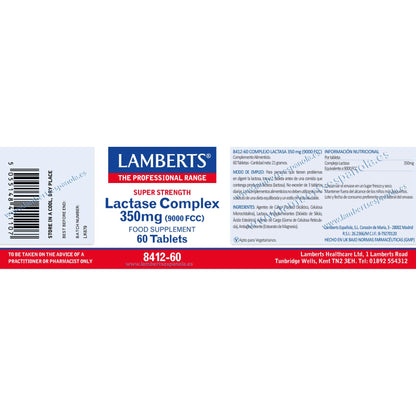 Lactase spijsverteringsenzym in tabletten Lamberts 350 mg