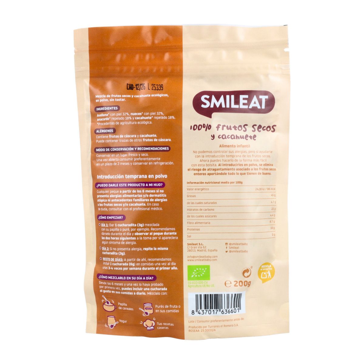 Mix gedroogde vruchten en pindapoeder Bio Smileat 200 g