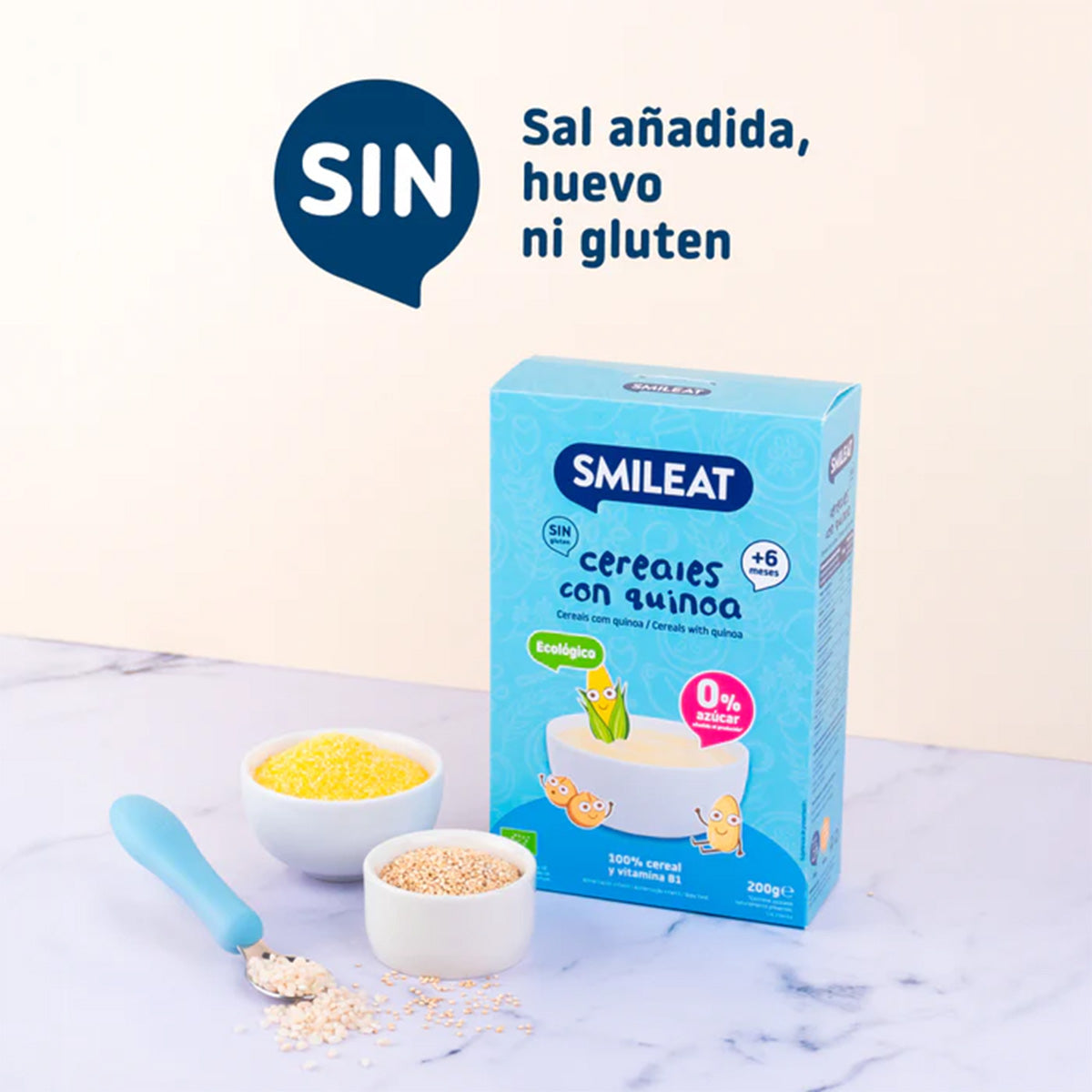 PROMO 3x Bouillie de céréales sans gluten au quinoa Eco Smileat, 200 g