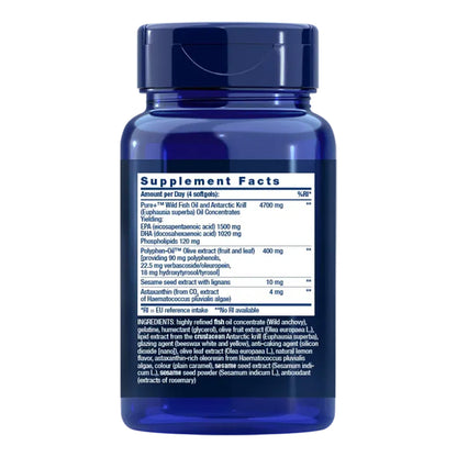 Super Omega-3 Plus EPA/DHA Fischöl Sesamlignane Oliven-Extrakt Krill & Astaxanthin, Life Extension 120 Kapseln