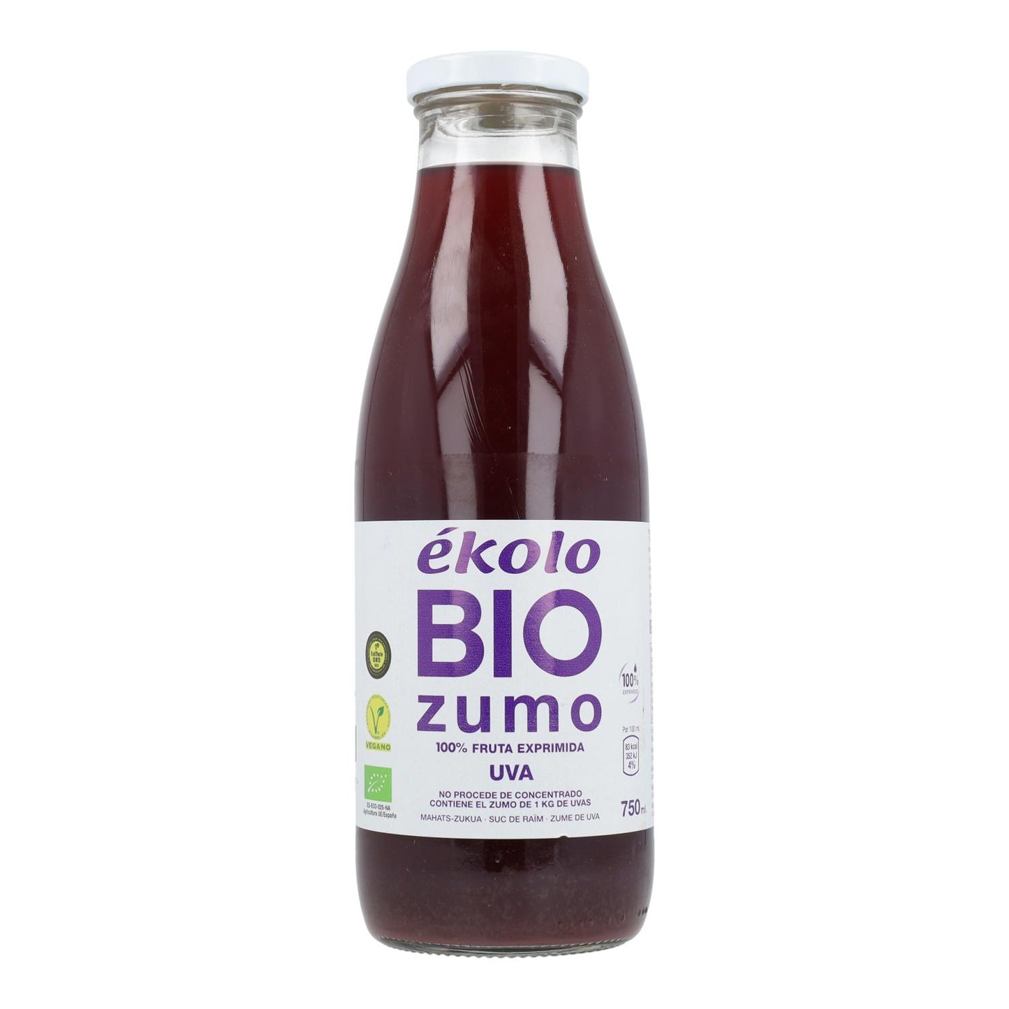 100% biologisch geperst zwarte druivensap Ékolo 750 ml