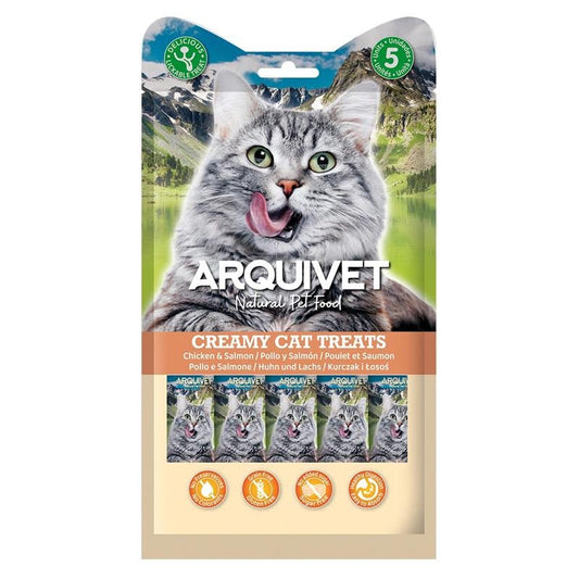 Creamy Cat Treats Cremiger Snack mit Huhn und Lachs von Arquivet 5x14 g