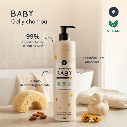 Shampoo e gel per bambini alla calendula e alle mandorle Planeta Huerto 500 ml