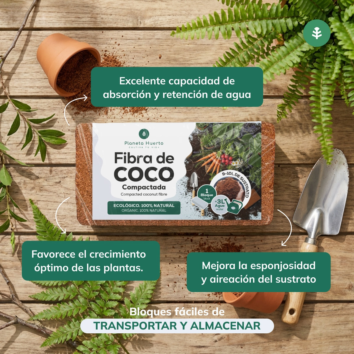Substraat Coco Fibre Planeta Huerto 9 liter