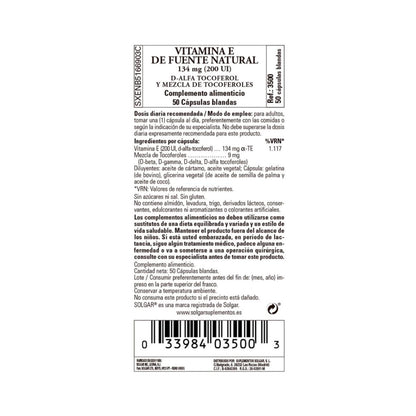 Vitamine E 200 UI 134 mg  50 gélules