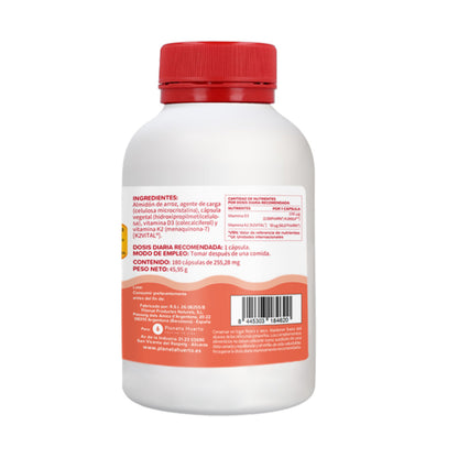 Förpackning 2xVitamin D3 & K2 Mk7 Planeta Huerto 180 kapslar