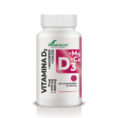 Vitamin D3+MG Sustained Release, Soria Natural, 60 tablets