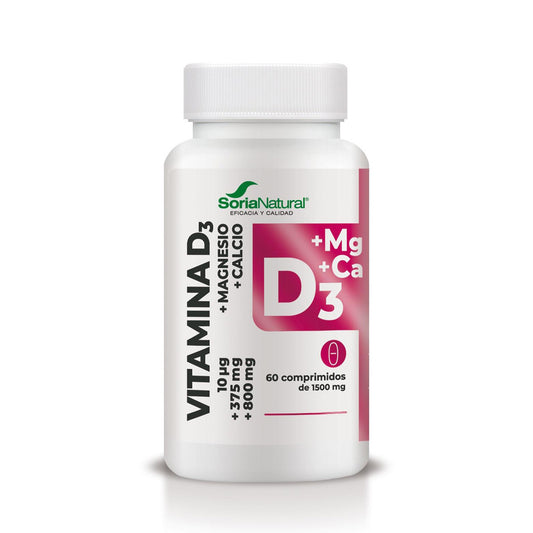 Vitamin D3+MG mit verzögerter Freisetzung, Soria Natural, 60 Tabletten