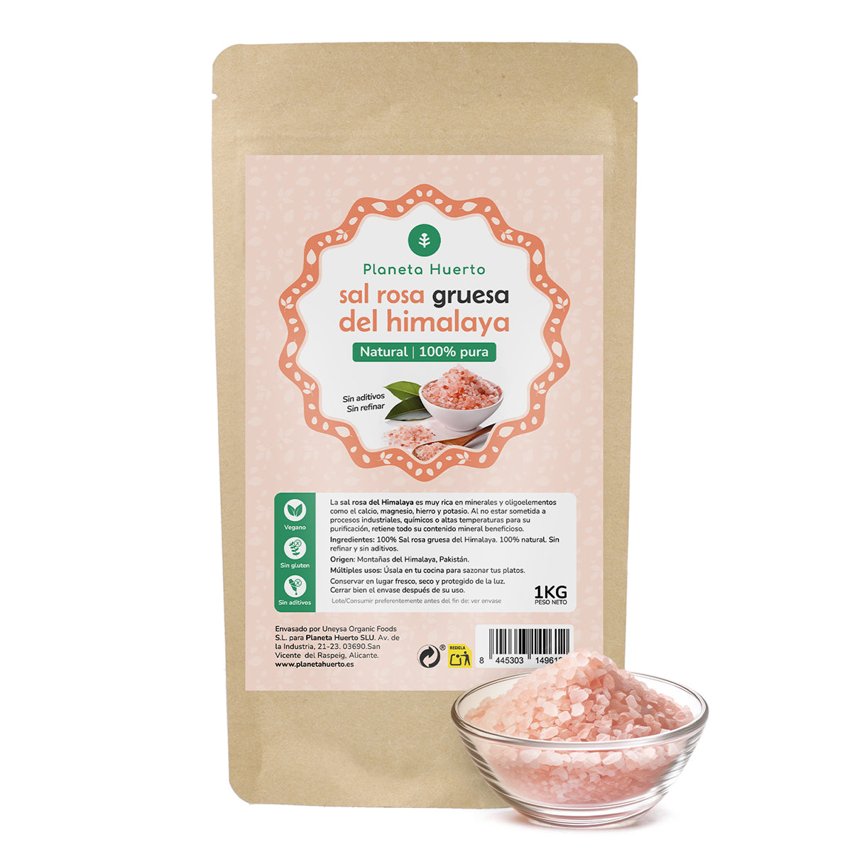 Grof zout uit roze Himalaya Planeta Huerto 1 kg