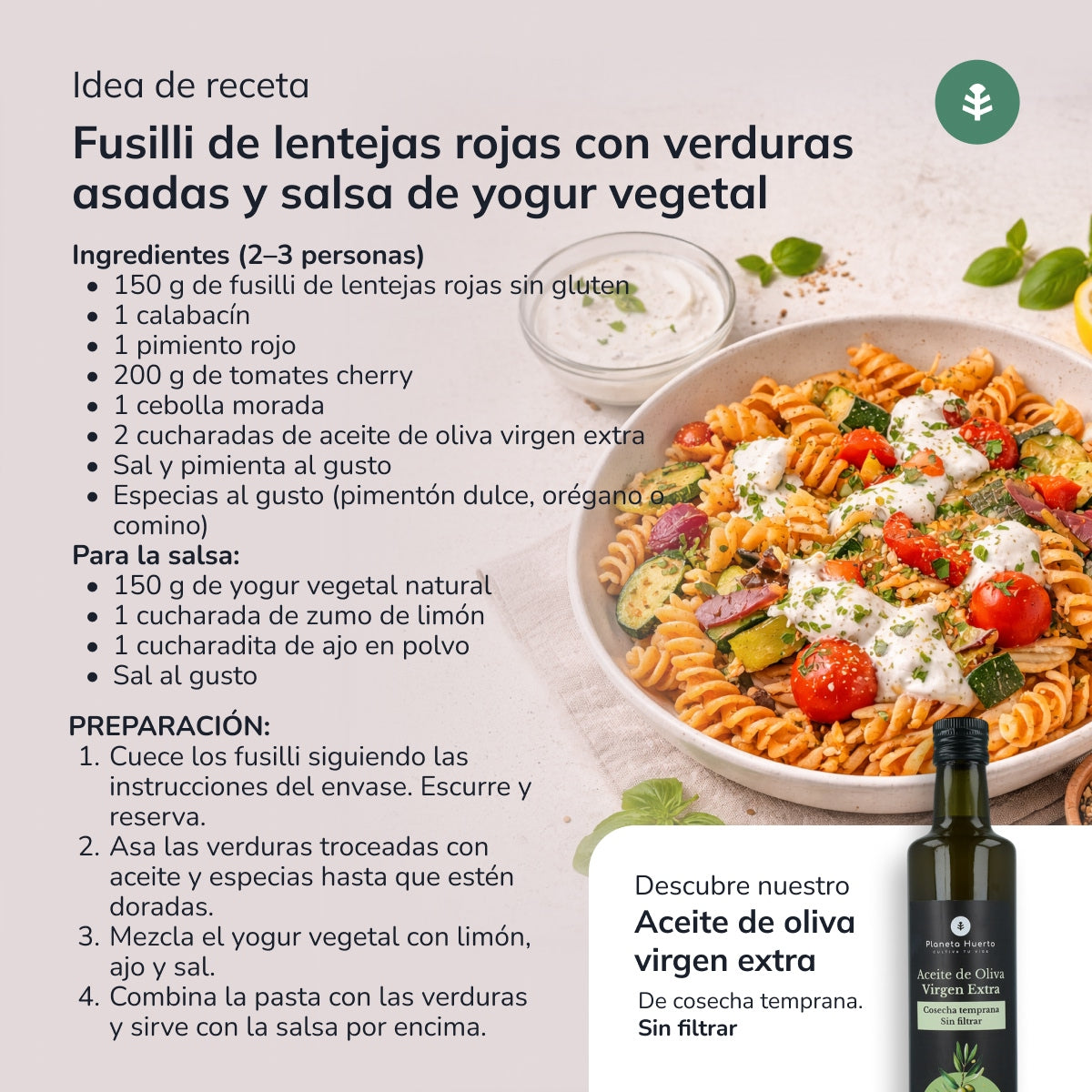 Glutenvrije ECO linzen spiralen Planeta Huerto 250 g