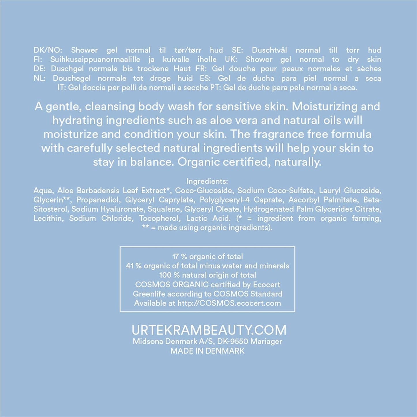 Geurloze douchegel Urtekram 500 ml