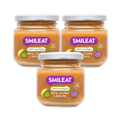 PROMO 3x Organic Pear, Plum and Banana Jars +6 months Smileat 130g