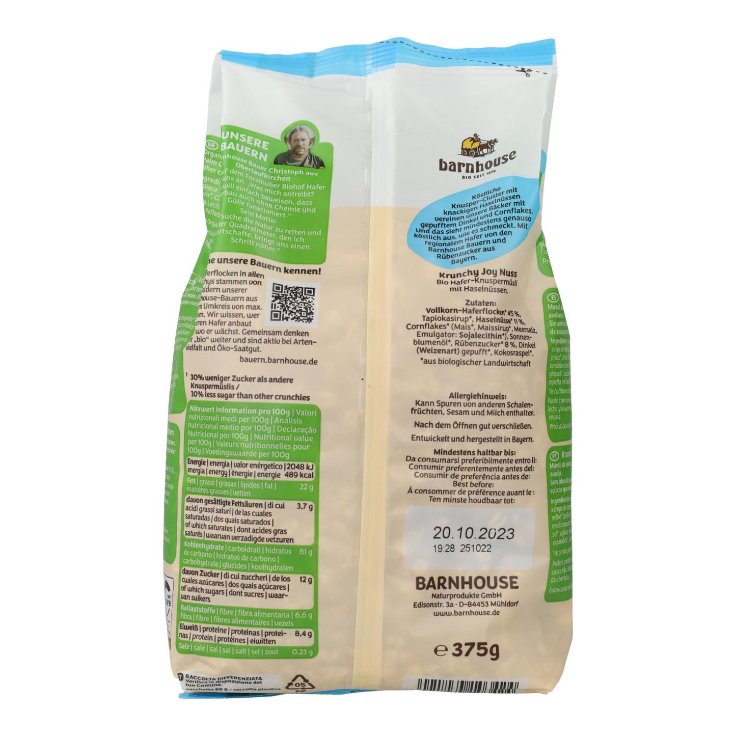 Muesli krunchy joy con nocciole BIO Barnhouse 375 g