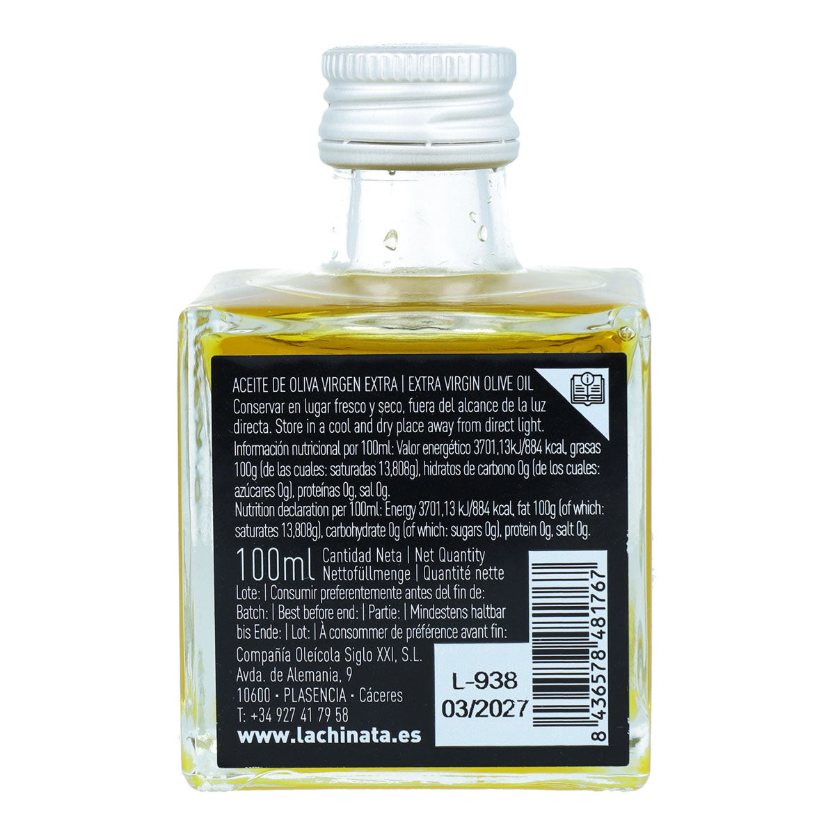 Olio extravergine di oliva Bottiglia quadrata 100 ml