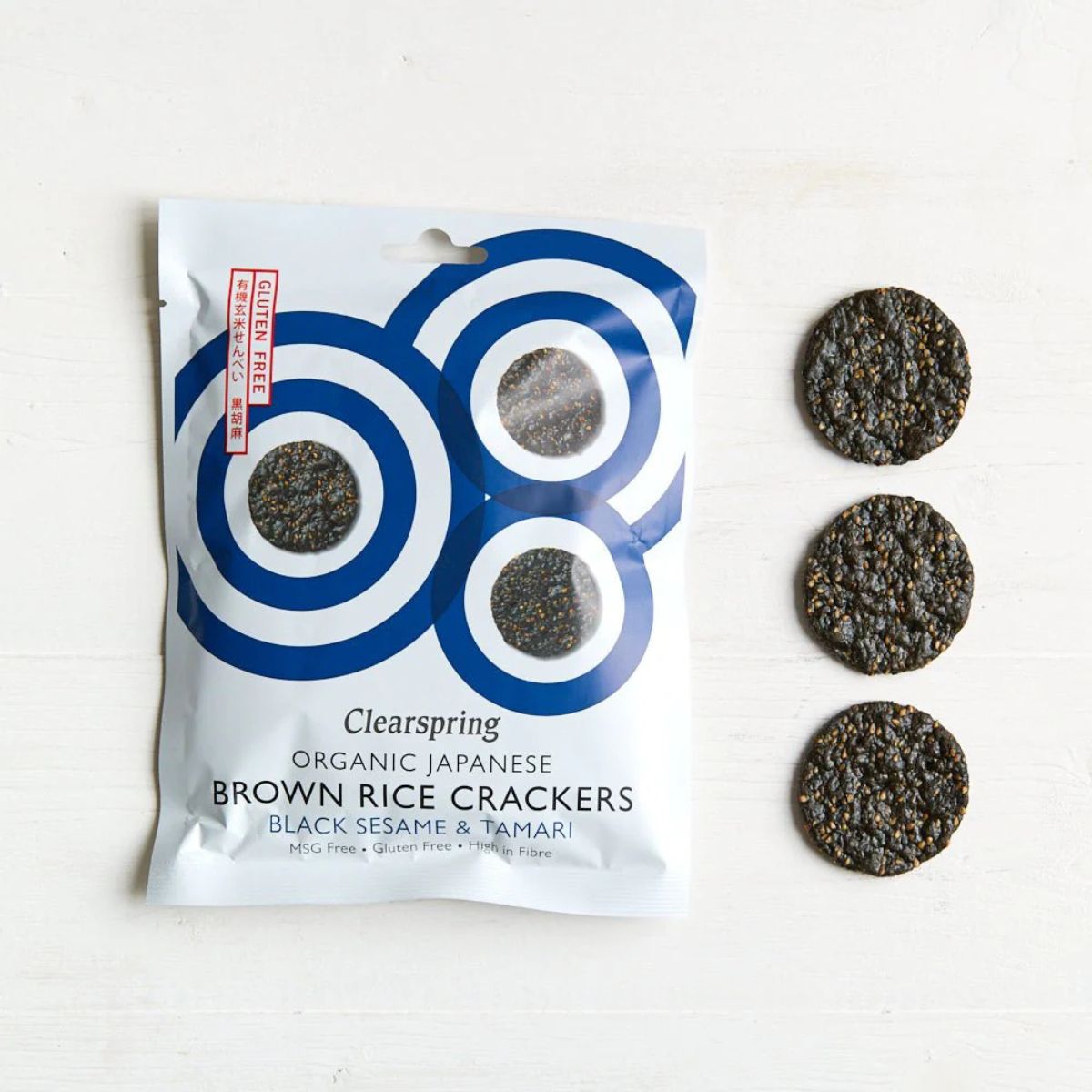 Crackers de Arroz Integral y Sésamo Negro Bio Clearspring 40 g