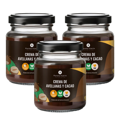 3x pak hazelnoot- en cacaocrème zonder toegevoegde suikers ECO Planeta Huerto 230 g