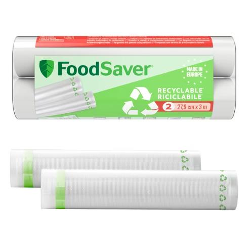 2 rolki do pakowania próżniowego w 100% nadające się do recyklingu 28 cm x 3 m FoodSaver