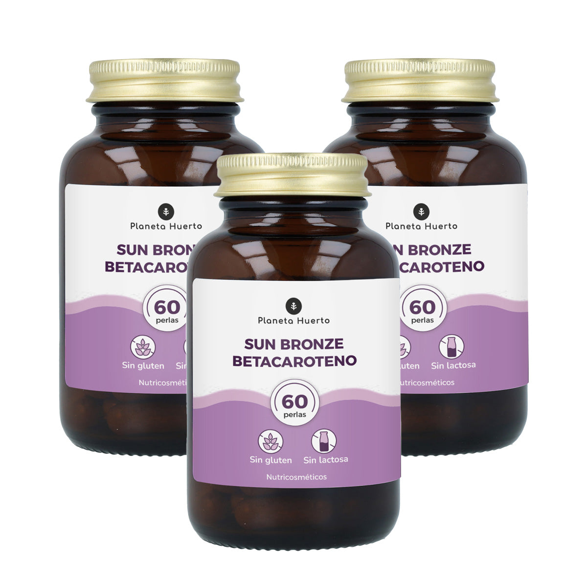 Pack of 3 Sun Bronze Beta-Carotene Planeta Huerto 60 capsules