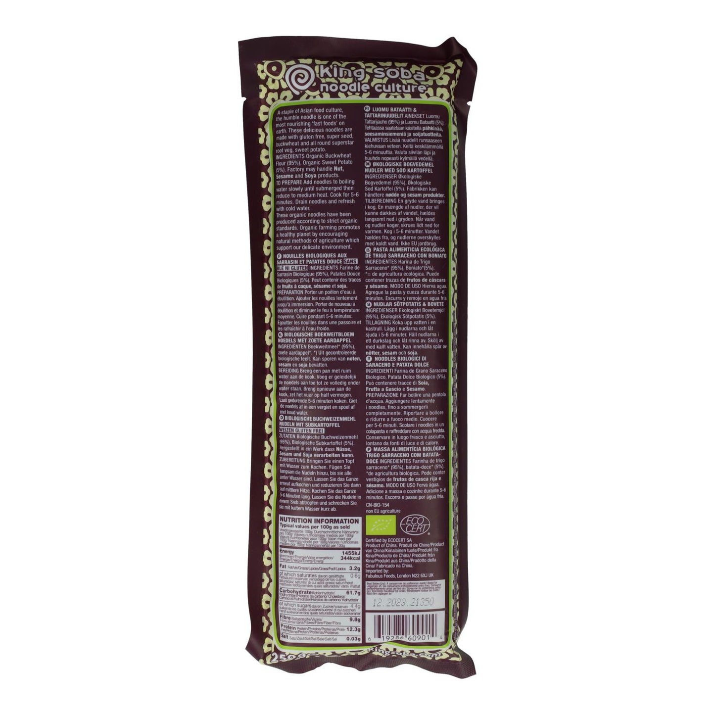 Noodles di grano saraceno e patate dolci King Soba 250 g