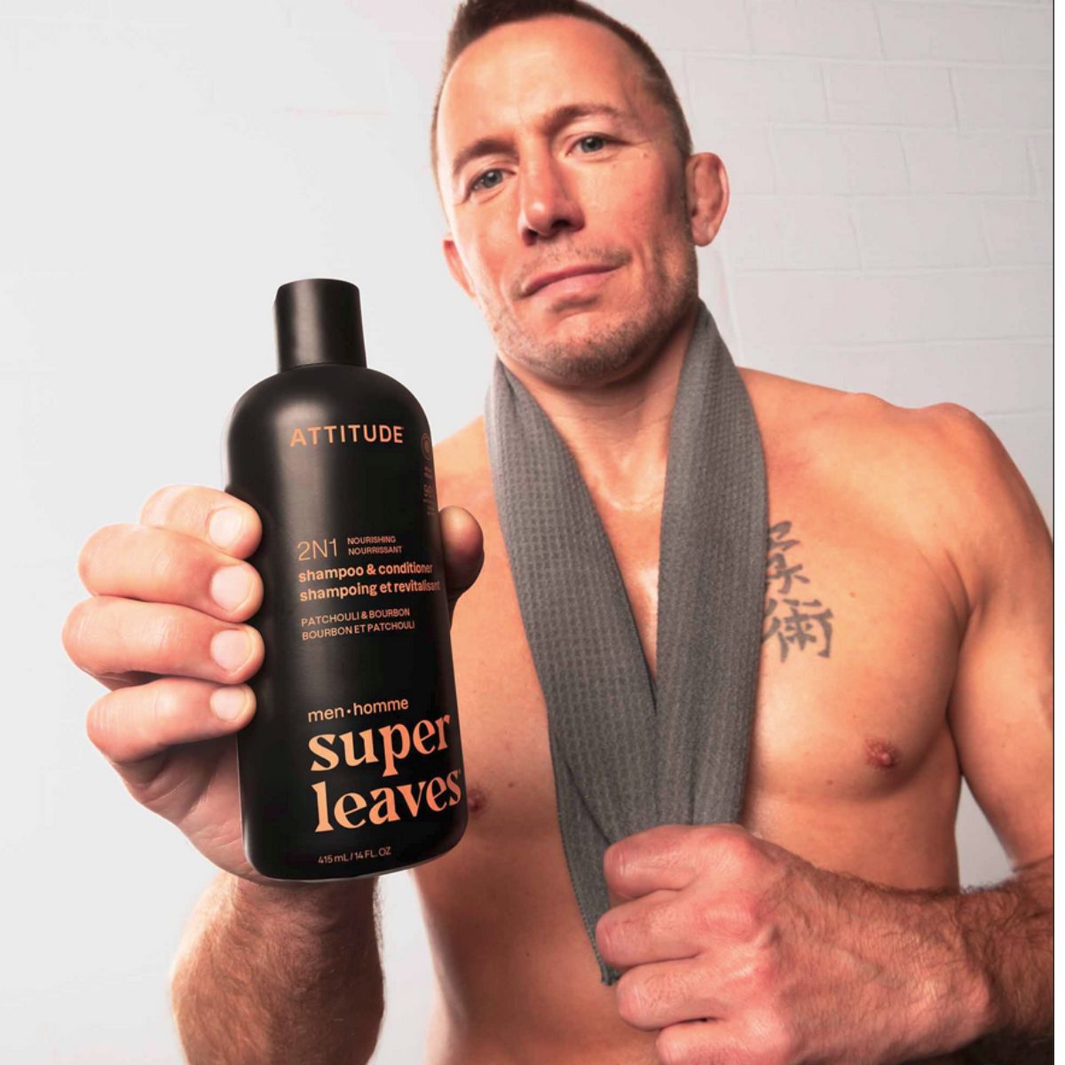 Super Leaves 2-in-1-Shampoo und Conditioner – Patchouli und Bourbon, Attitude, 415 ml