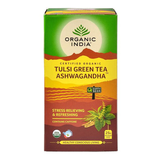 Tulsi Green Tea Ashwagandha Organic India 25 bags