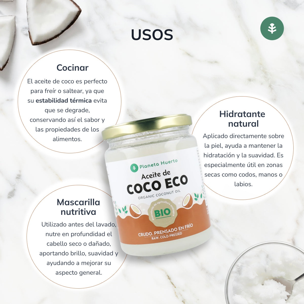 Olej kokosowy z pierwszego tłoczenia ECO Planeta Huerto 500 ml