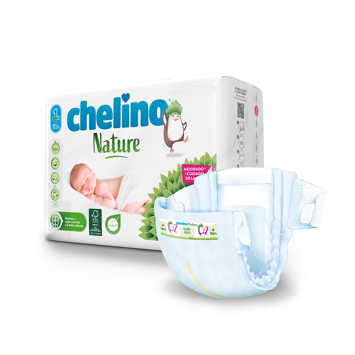 Pakket 6x luiers T2 3-6 kg Chelino Nature 28 stuks