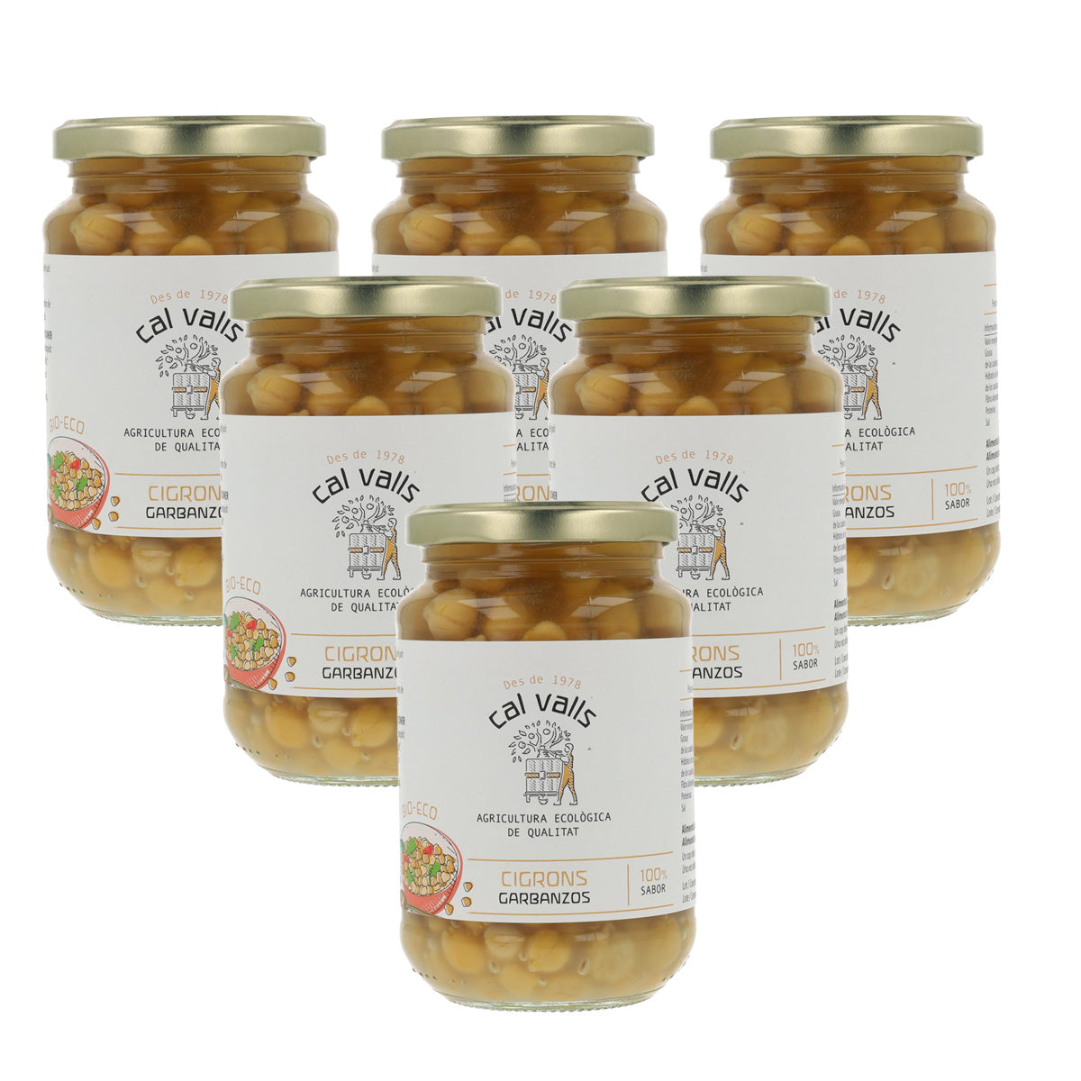 Pakket 6x gekookte kikkererwten ECO Cal Valls 220 g