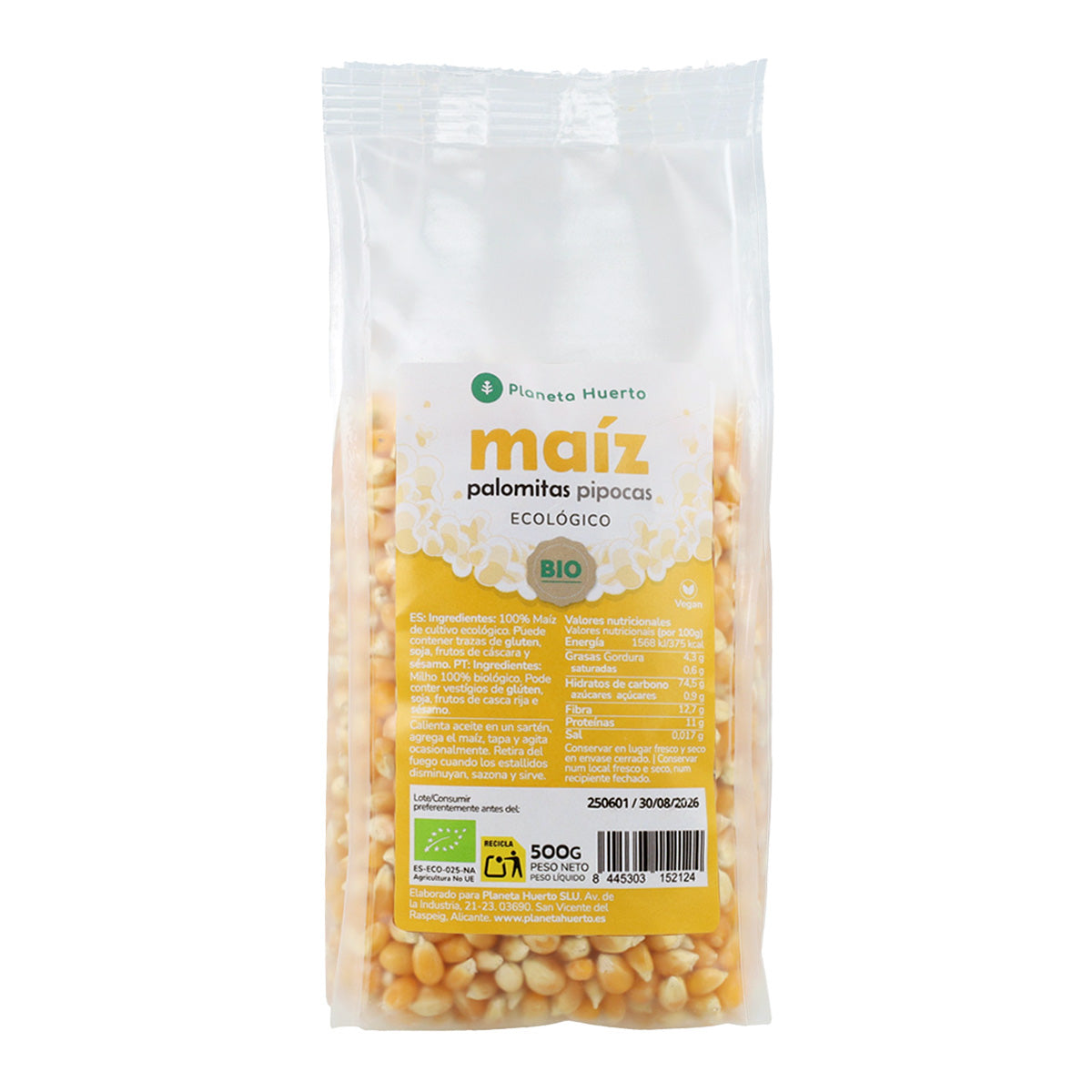 Popcorn per popcorn ECO Planeta Huerto 500 g