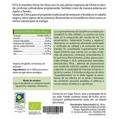 Fo-Ti-pulver ECO 125 g, Salud Viva