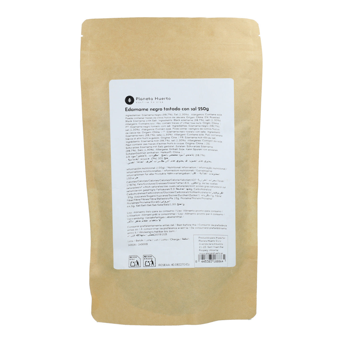 Edamame negro tostado con sal PLaneta Huerto 250gr
