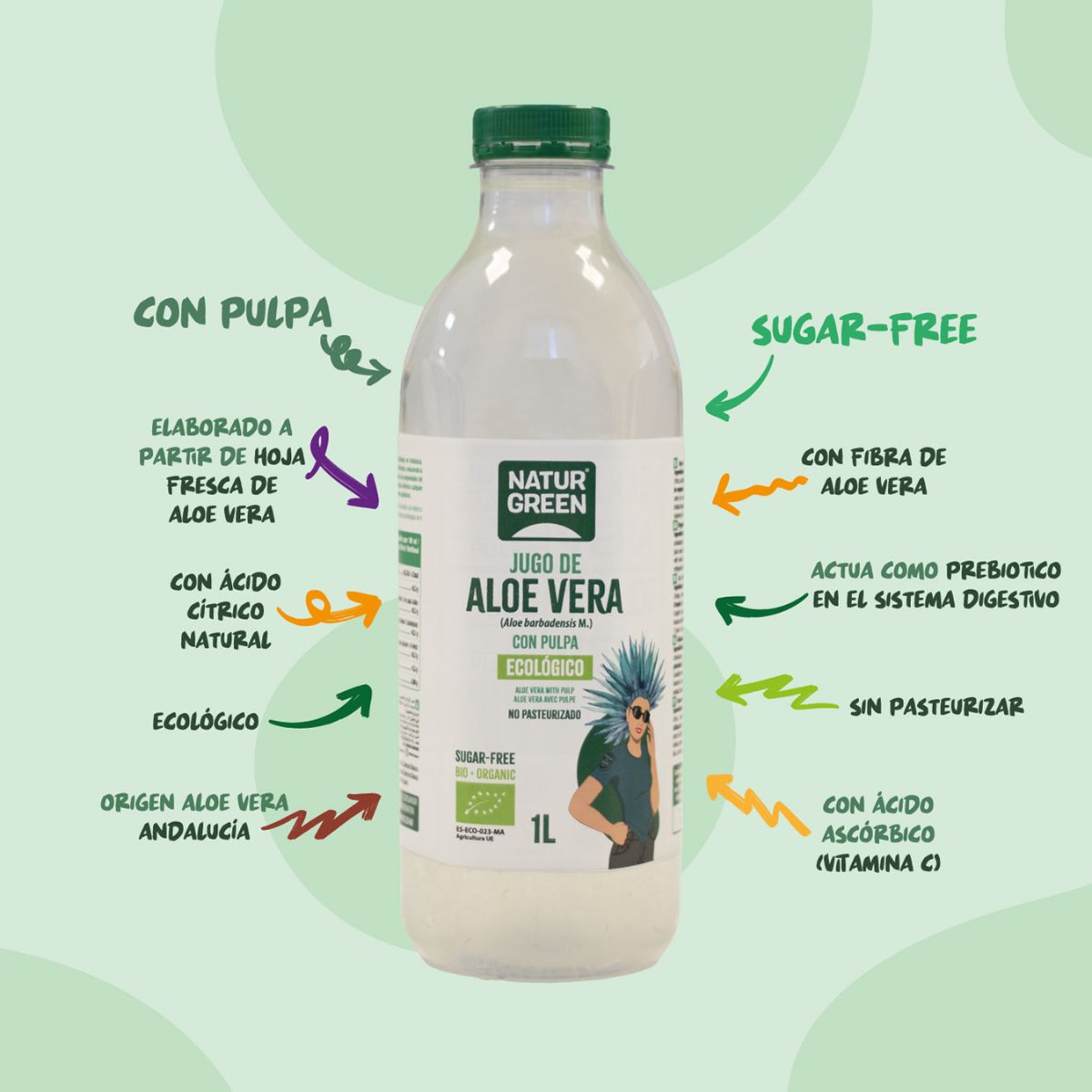 NaturGreen Aloe Vera Juice with Pulp 1 L