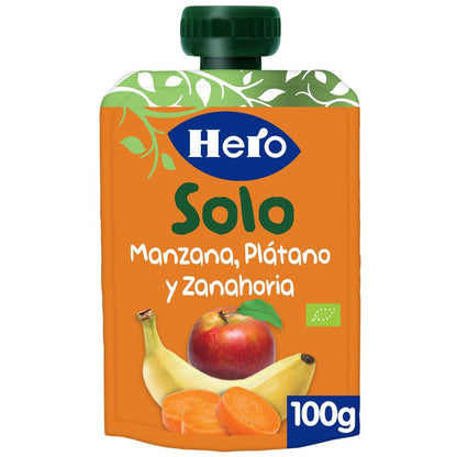 Sachet de pommes, bananes et carottes 100 % bio 100 g - Hero Solo