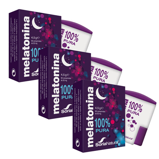 Opakowanie 3x Melatonina Soria Natural, 90 tabletek