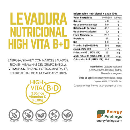 Confezione da 2 lieviti nutrizionali ad alto contenuto di vitamina D Energy Feelings 1 kg